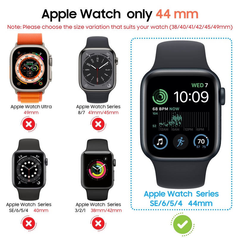Diruite 2-Pack for Apple Watch Series 6/5/4/Series SE/SE 2/SE 3 44mm All-Around Screen Protector Case, Tempered Glass Screen Protector Case Ultra-Thin for iWatch 44mm Protection Cover - Black - Image 2
